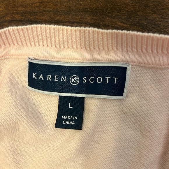 Karen Scott Cotton Viscose Nylon Blend Button Up Cardigan, Sz. L. - Picture 6 of 9